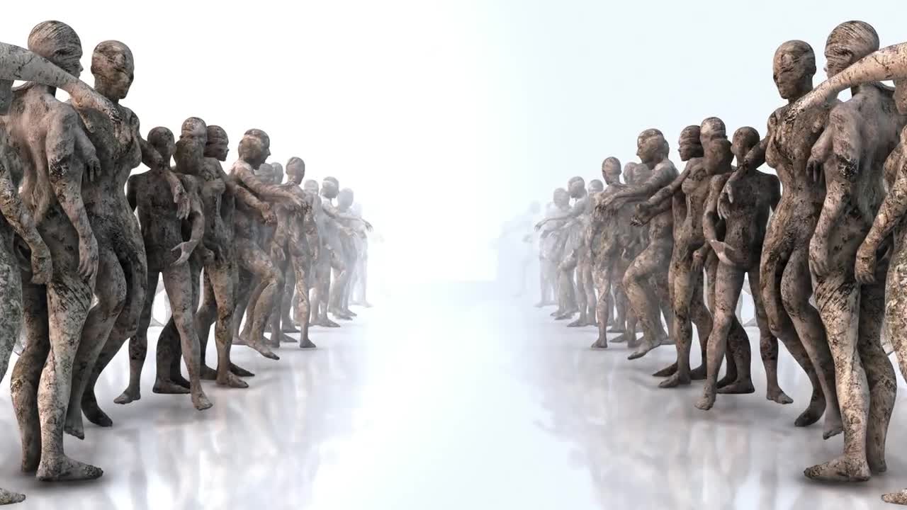 Download Stock Video Corridor With Human Sculptures Live Wallpaper For PC