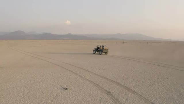 Download Stock Video Convertible Jeep Crossing A Large Desert In Aerial Shot  Smal Live Wallpaper For PC