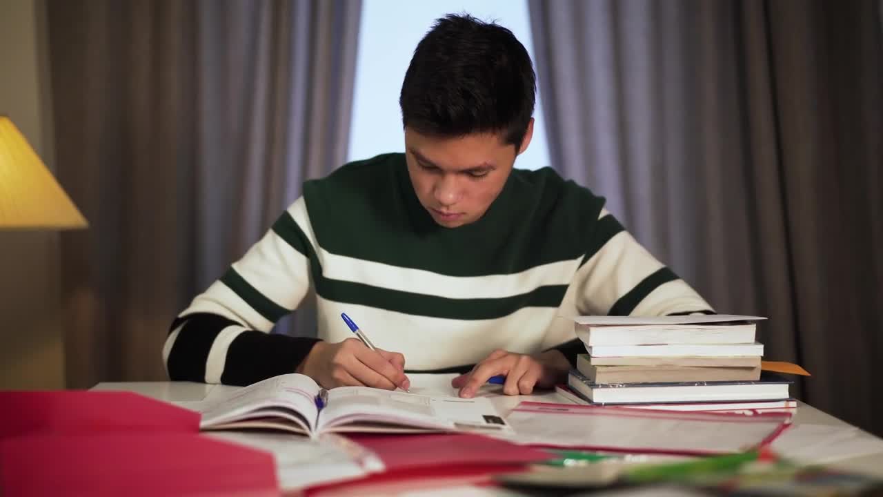 Download Stock Video Concentrated Boy Studying At Home Live Wallpaper For PC