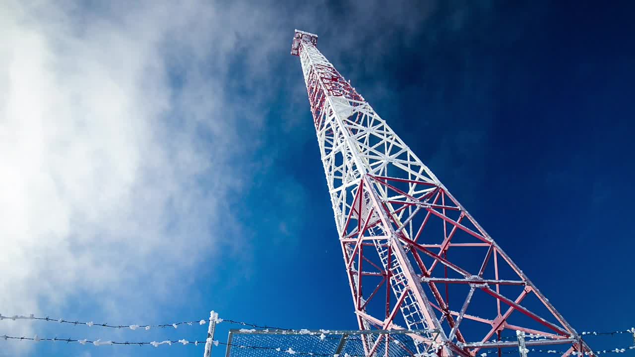 Download Stock Video Communications Tower And Winter Sky Low View Live Wallpaper For PC