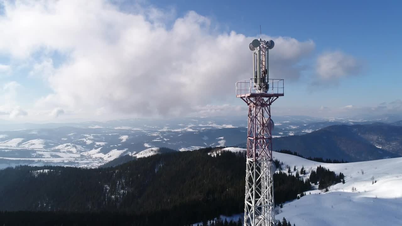 Download Stock Video Communications Antenna Tower In The Snowy Mountains Live Wallpaper For PC