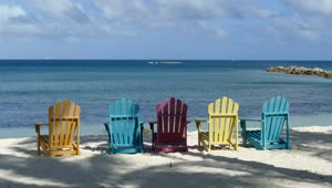 Download Stock Video Colorful Chairs At The Beach Live Wallpaper For PC