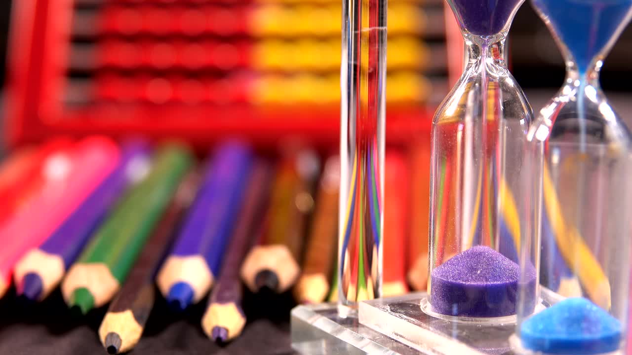 Download Stock Video Colored Hourglasses And School Supplies Live Wallpaper For PC