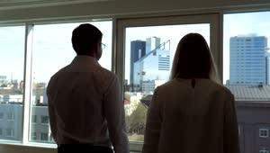 Download Stock Video Colleagues Looking Out Of A Window Live Wallpaper For PC