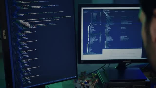 Download Stock Video Experienced Programmer Working On A Large Computer  Smal Live Wallpaper For PC