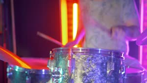 Download Stock Video Experienced Drummer Performing On Stage With Lights Live Wallpaper For PC