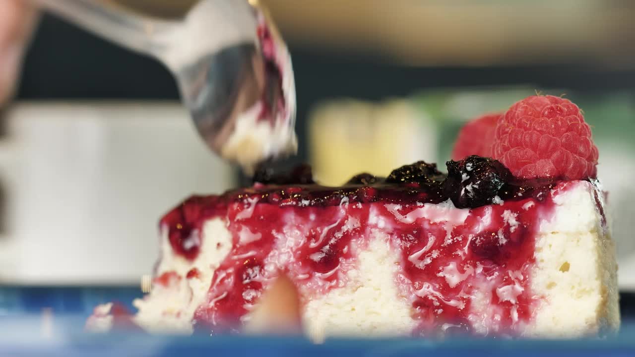 Download Stock Video Eating Raspberry Cheesecake With A Spoon Live Wallpaper For PC