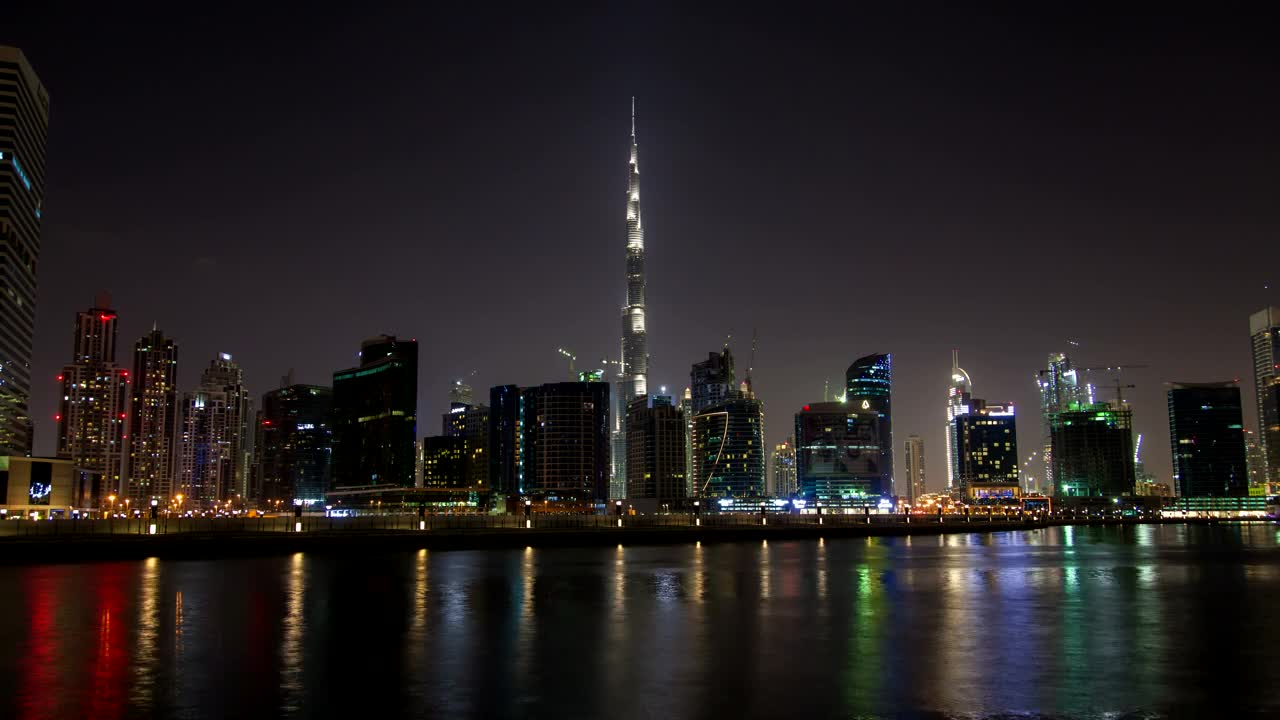 Download Stock Video Dubai City Skyscrapers At Night Live Wallpaper For PC