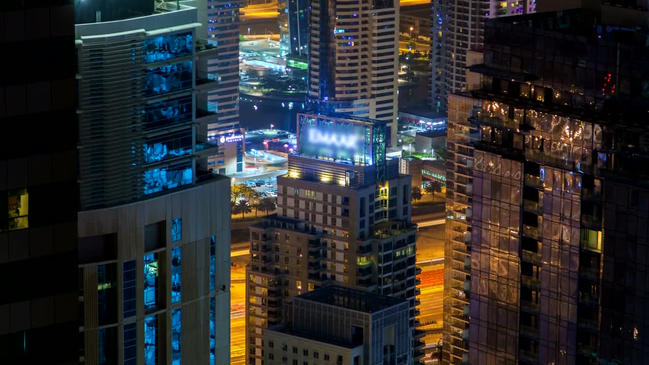 Download Stock Video Dubai Billboard And Cityscape At Night Live Wallpaper For PC