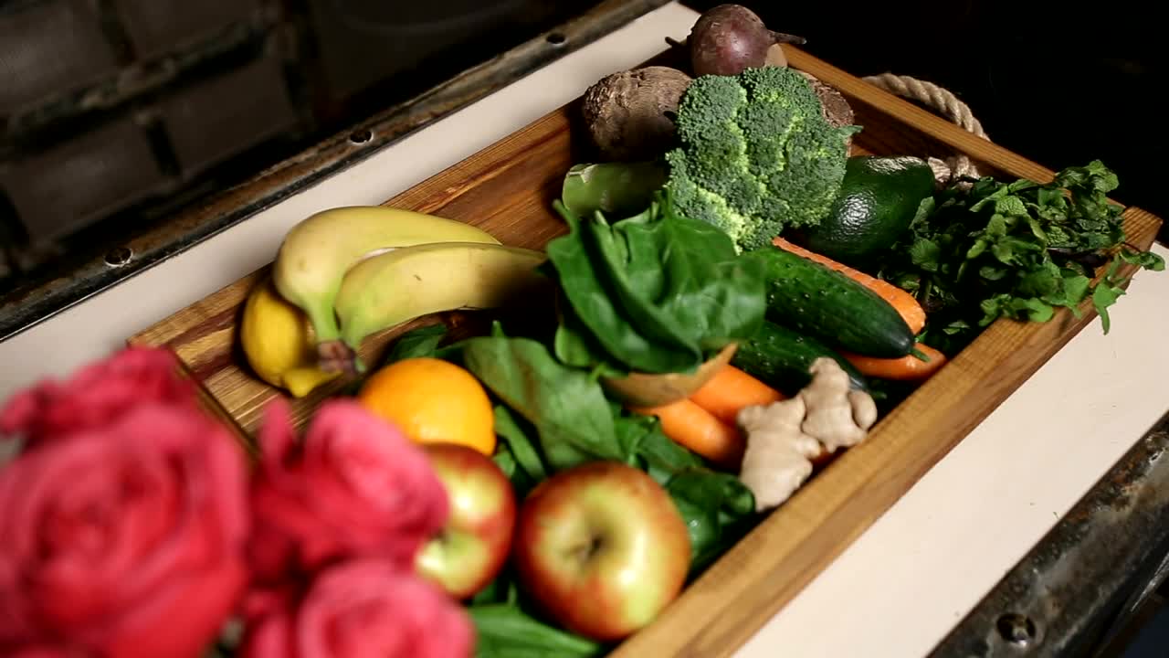 Download Stock Video Fresh Fruit And Vegetables In A Tray Live Wallpaper For PC