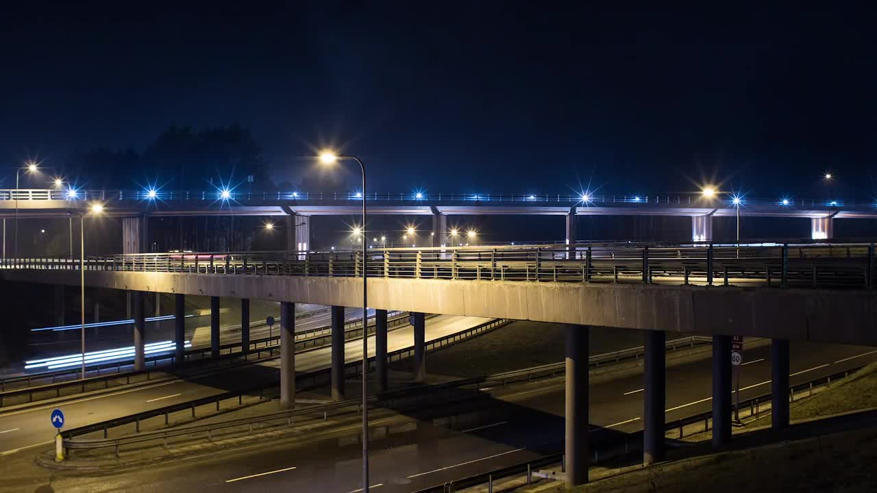 Download Stock Video Freeway And Overpass Fast Traffic At Night Live Wallpaper For PC