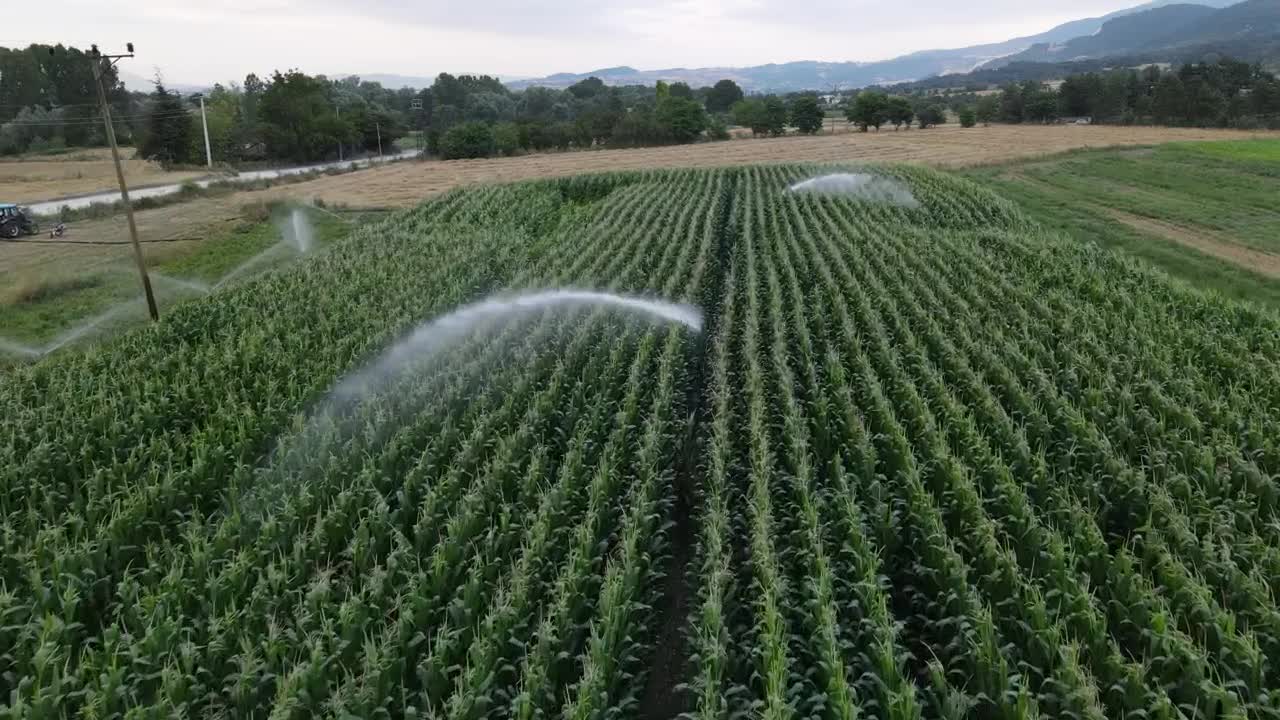 Download Stock Video Flying Over Fields Of Crops Being Watered Live Wallpaper For PC