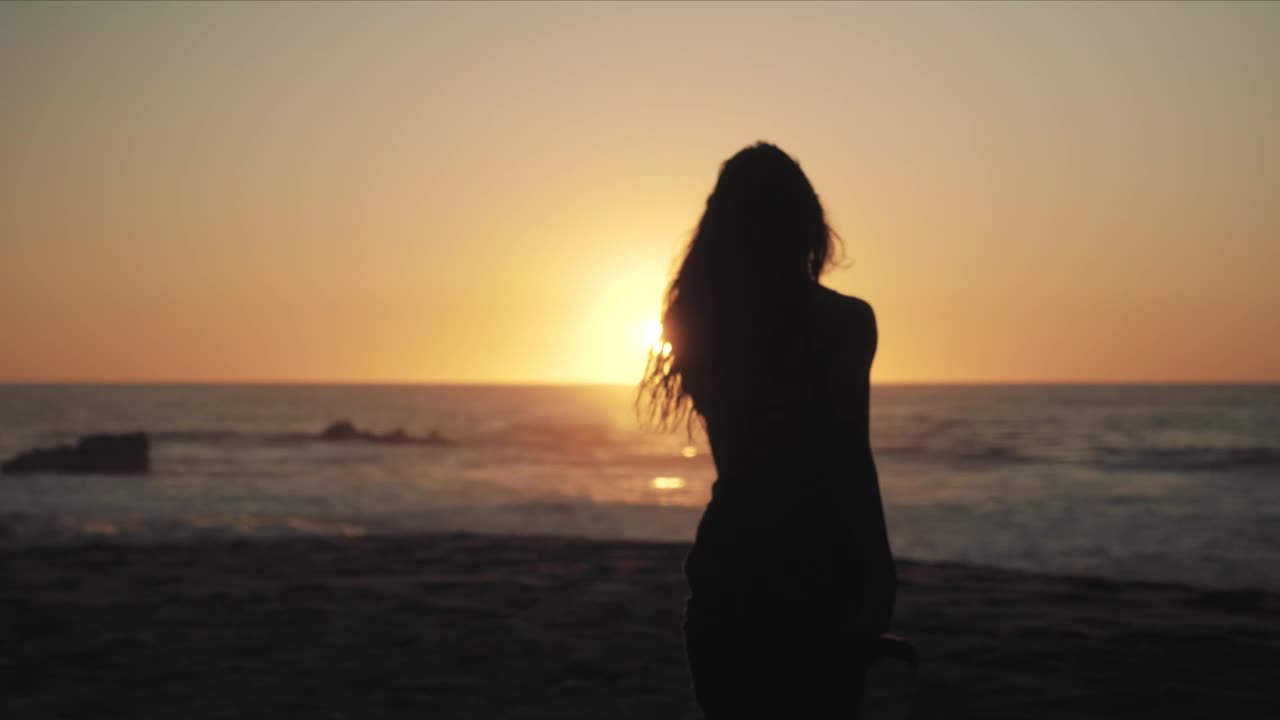 Download Stock Video Female Silhouette On The Beach Live Wallpaper For PC