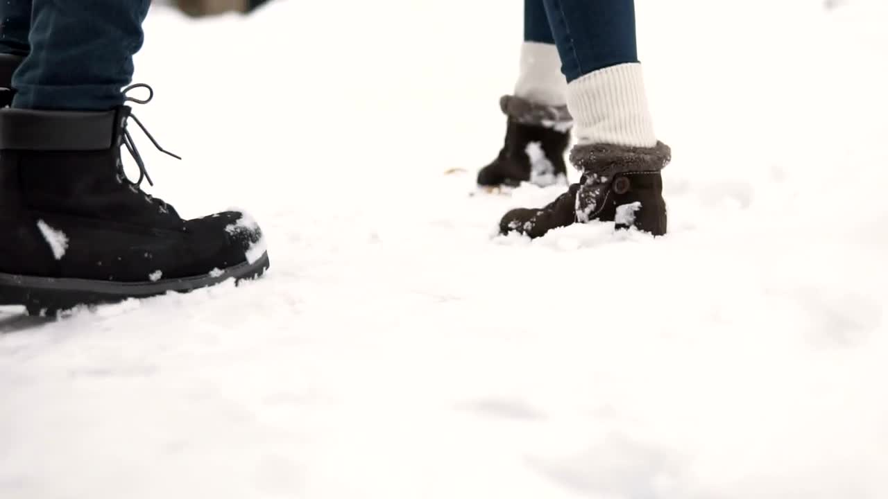 Download Stock Video Feet Of People Running In The Snow Tracking Shot Live Wallpaper For PC