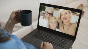 Download Stock Video Family Waves Hello To Woman On Laptop Video Call Live Wallpaper For PC