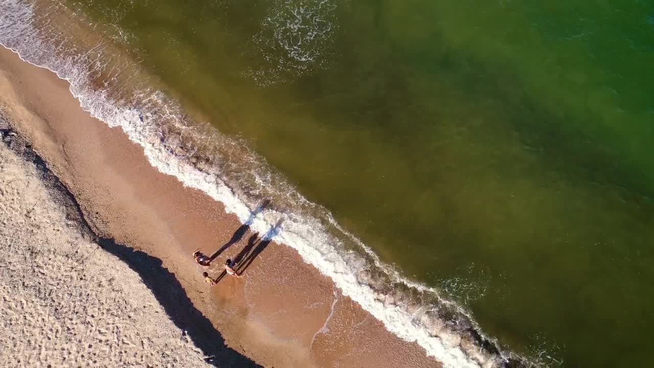 Download Stock Video Family Enjoying The Seashore Aerial Shot Live Wallpaper For PC