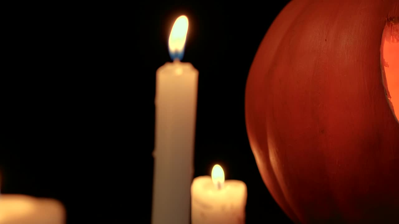 Download Stock Video Halloween Pumpkin And Candles At Night Live Wallpaper For PC