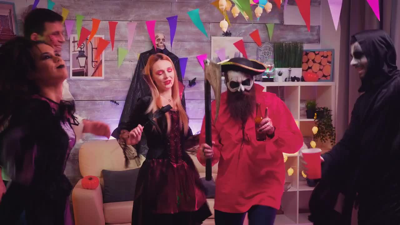 Download Stock Video Halloween Costume Party With Friends Dancing Live Wallpaper For PC