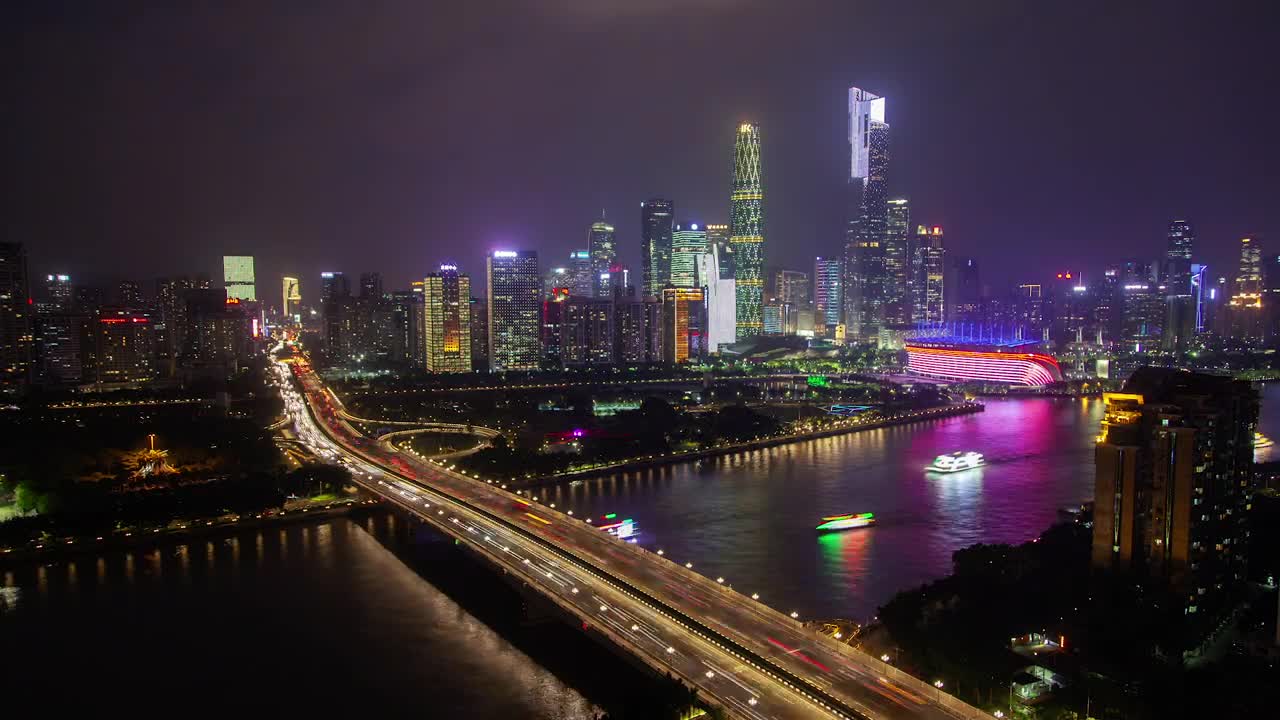 Download Stock Video Guangzhou City Lights And Traffic In The Night Live Wallpaper For PC