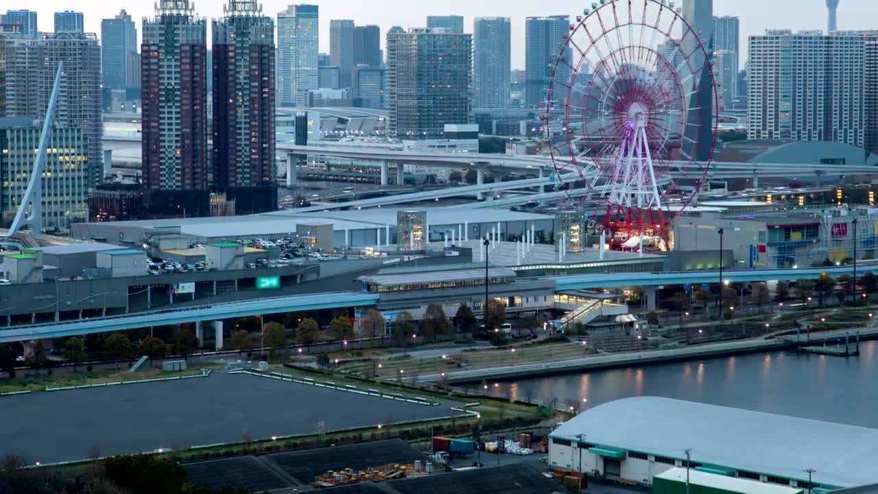 Download Stock Video Great Metropolis With A Ferris Wheel As Dusk Live Wallpaper For PC