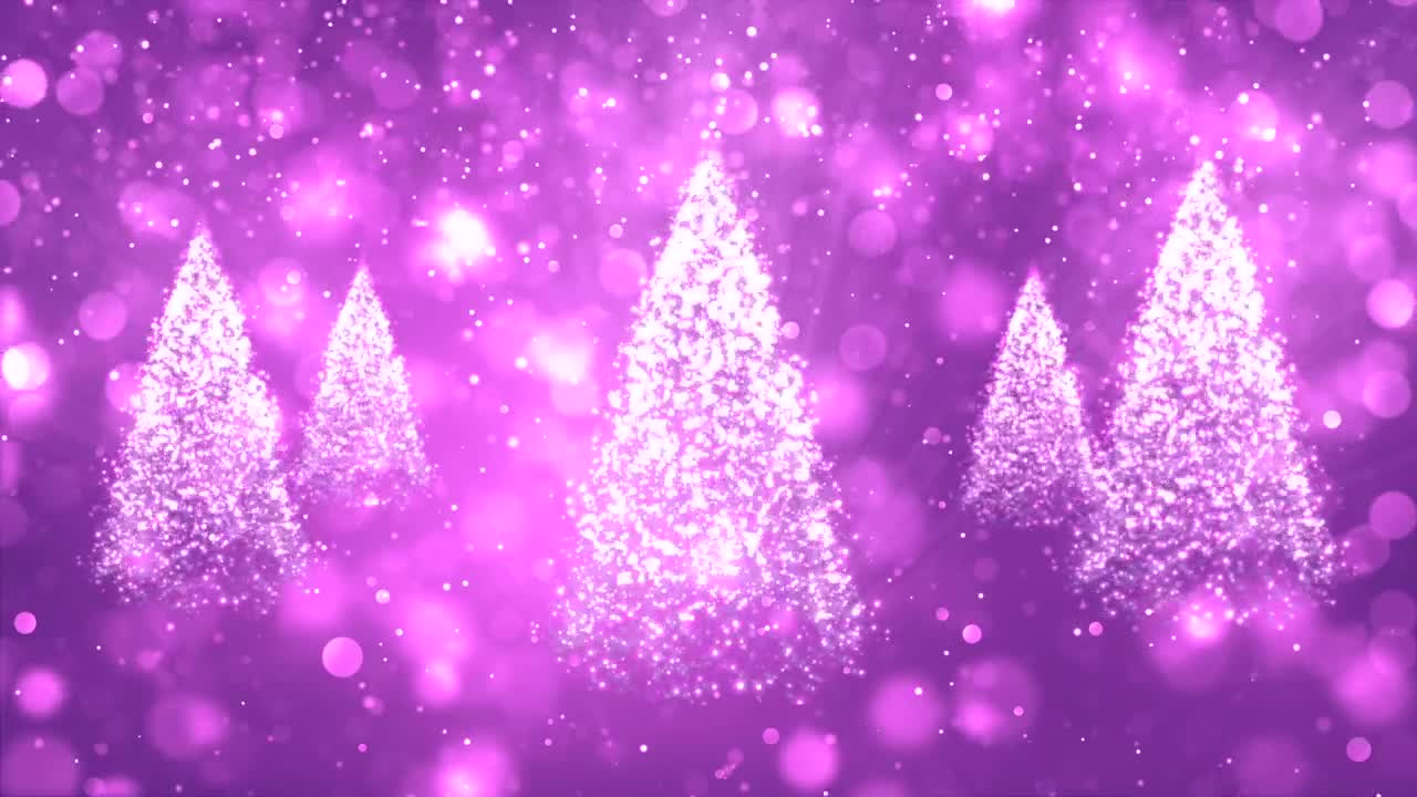 Download Stock Video Glitter Christmas Trees Spinning In Purple Background Live Wallpaper For PC