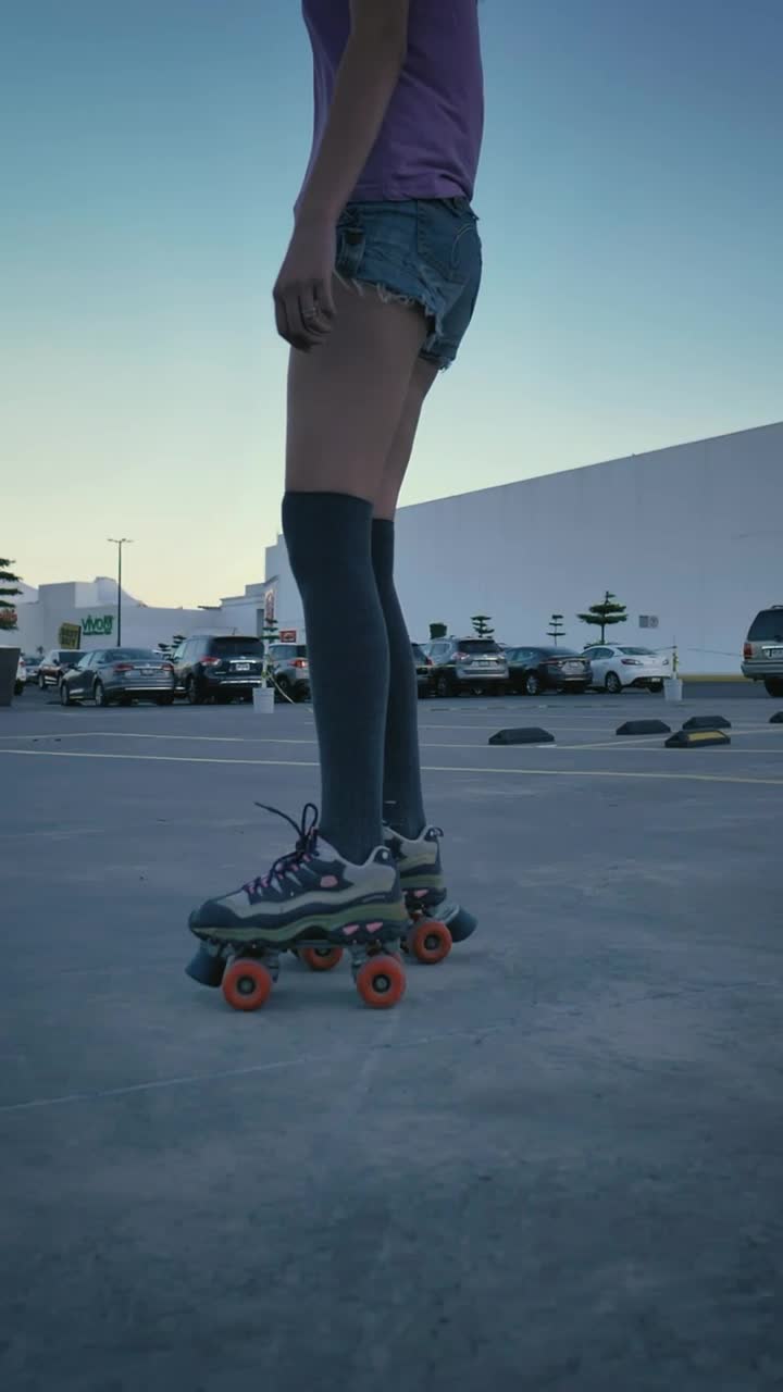 Download Stock Video Girl Skating Slowly In A Parking Lot Live Wallpaper For PC