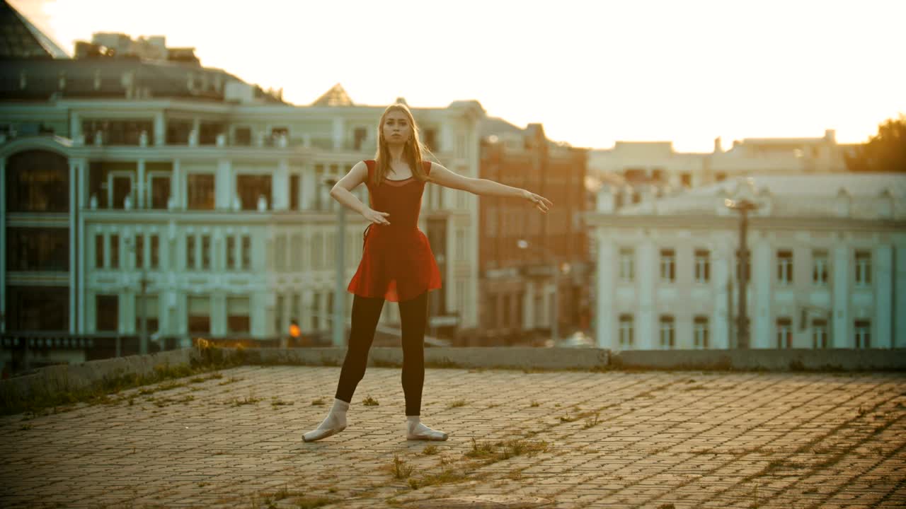 Download Stock Video Girl Dancing Ballet On Top Of A Building Live Wallpaper For PC