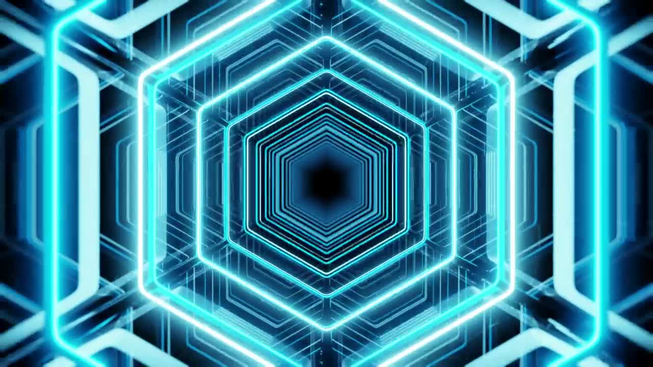 Download Stock Video Futuristic Luminous Tunnel In The Shape Of A Hexagon Live Wallpaper For PC