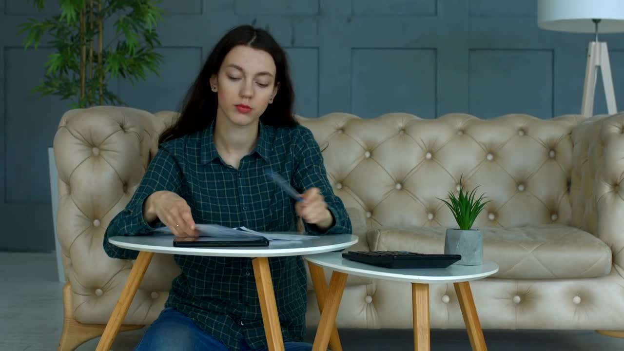 Download Stock Video Frustrated Woman Throws Paperwork On The Floor Live Wallpaper For PC