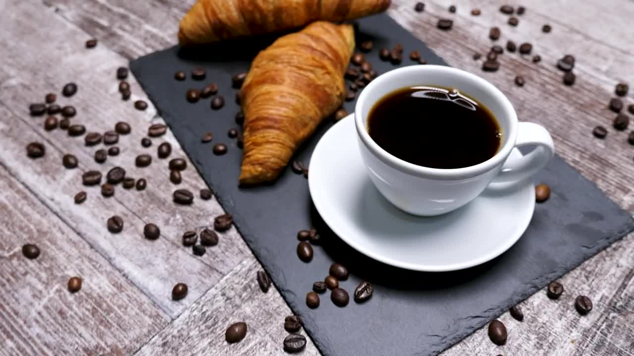 Download Stock Video Isometric View Of Coffee Beans Croissants And Cappuccino Animated Wallpaper