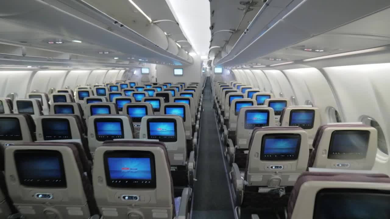 Download Stock Video Inside A Modern Passenger Plane Animated Wallpaper