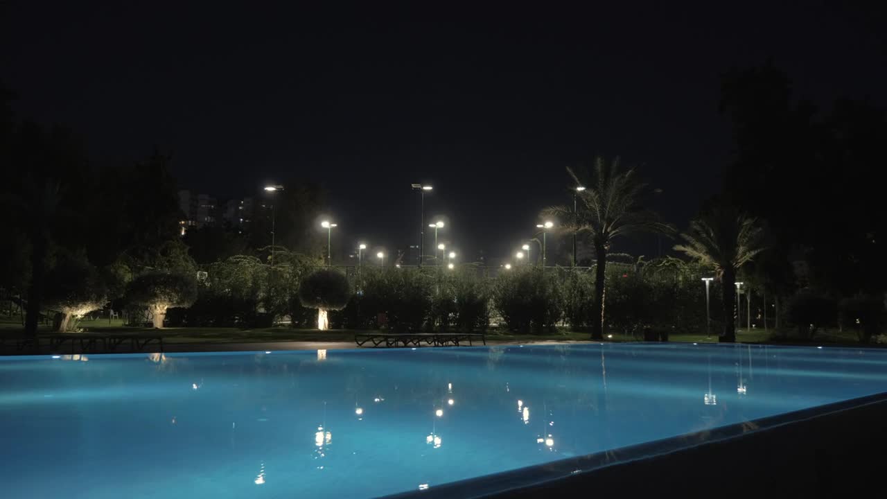 Download Stock Video Illuminated Hotel Pool At Night Animated Wallpaper