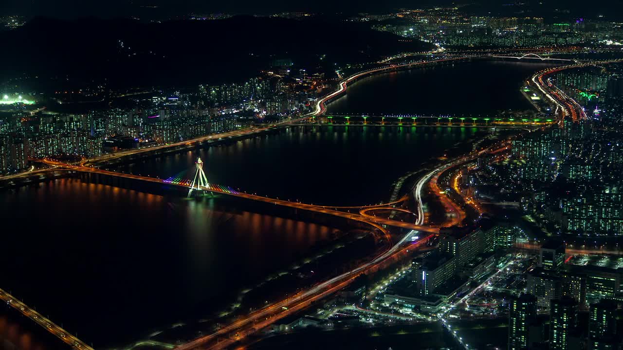 Download Stock Video Illuminated Bridges In Seoul At Night Animated Wallpaper