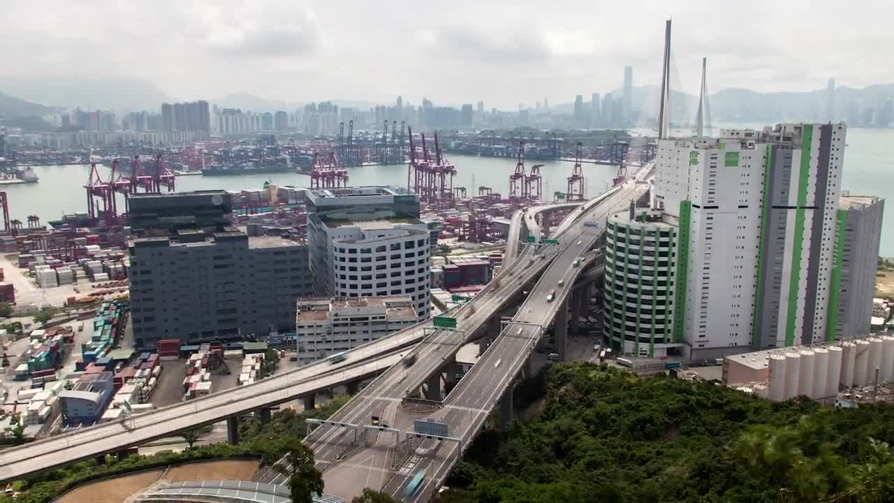 Download Stock Video Hong Kong Road Near The Industrial Port Animated Wallpaper