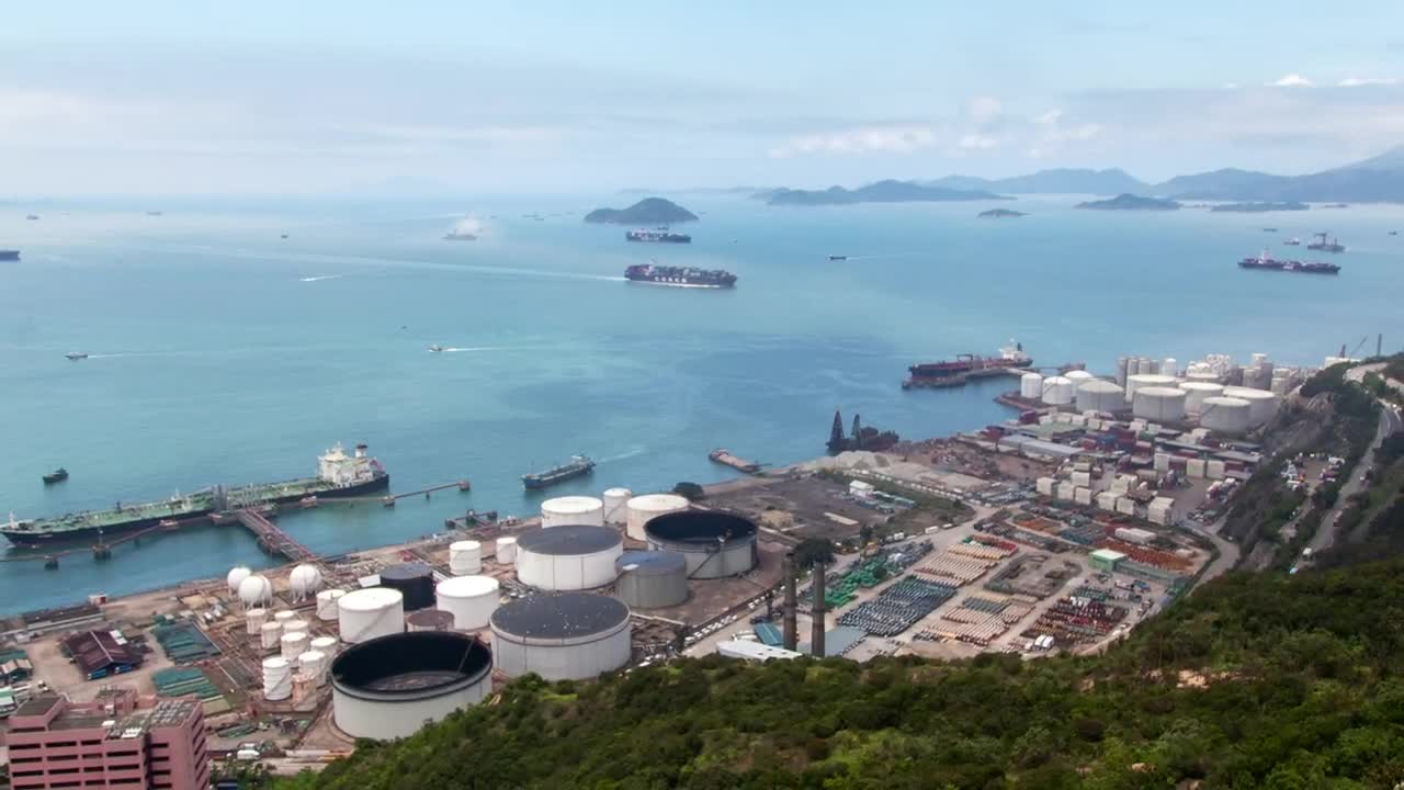 Download Stock Video Hong Kong Industrial Harbor Animated Wallpaper