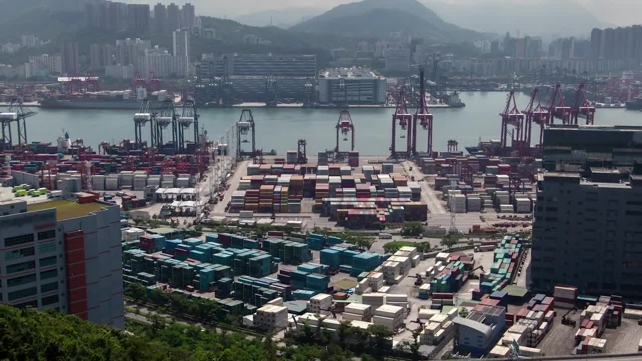 Download Stock Video Hong Kong Industrial Container Port At Daytime Animated Wallpaper