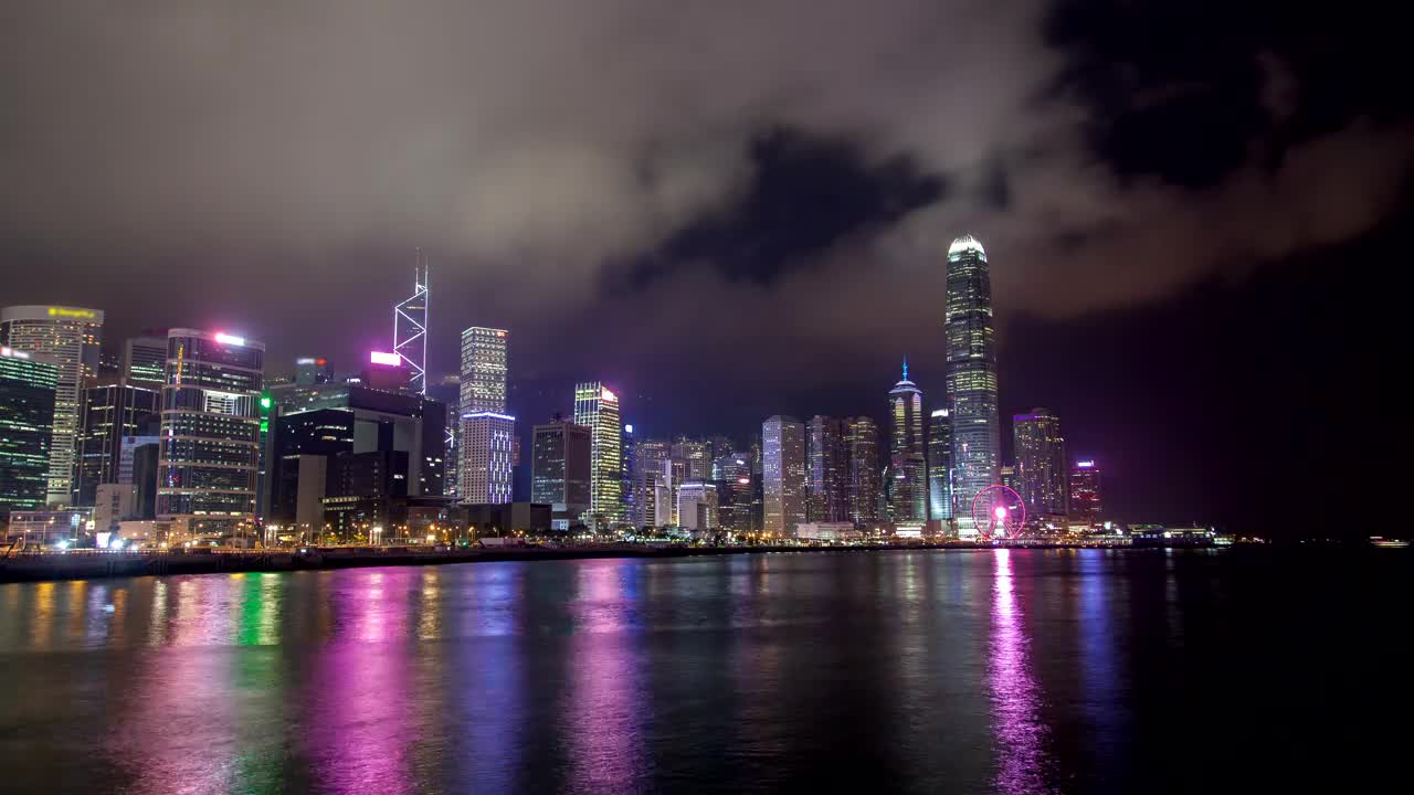 Download Stock Video Hong Kong Illuminated Skyline In The Night Animated Wallpaper