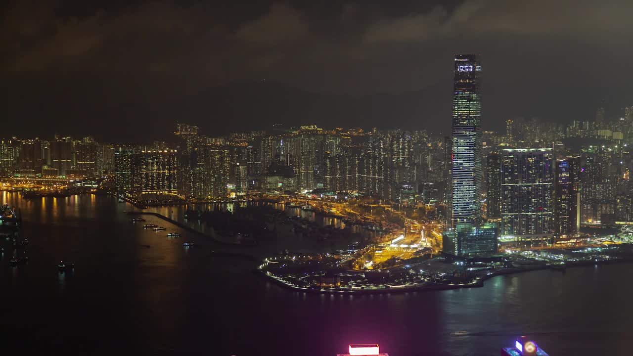 Download Stock Video Hong Kong Harbor And Cityscape At Night Animated Wallpaper