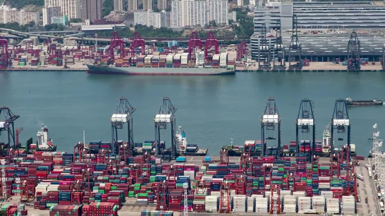 Download Stock Video Hong Kong Container Terminal Animated Wallpaper