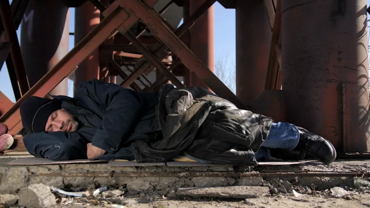 Download Stock Video Homeless Man Sleeping Outdoors Animated Wallpaper