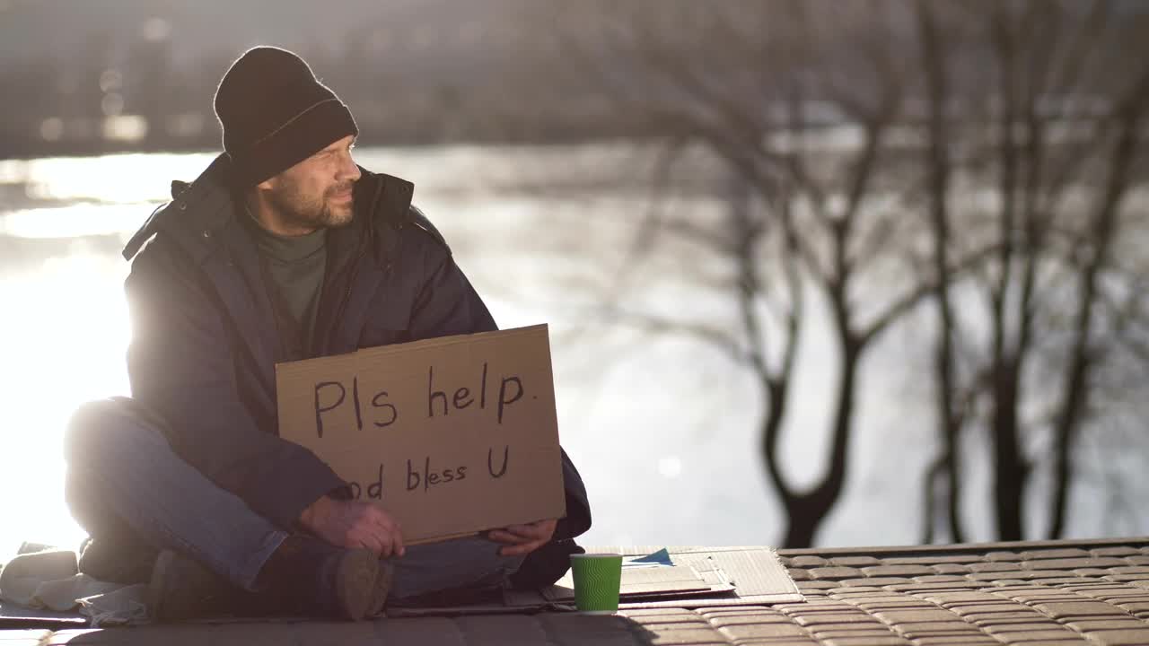 Download Stock Video Homeless Man Given Money Animated Wallpaper