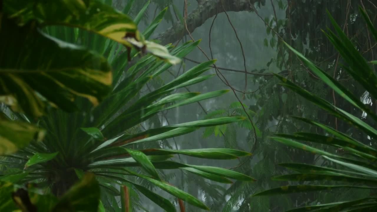 Download Stock Video Heavy Rain In The Tropical Forest Animated Wallpaper