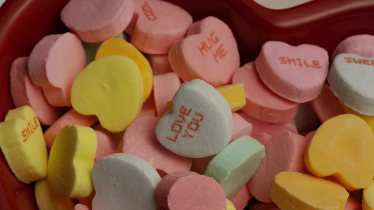 Download Stock Video Heart Shaped Candy With Messages Animated Wallpaper