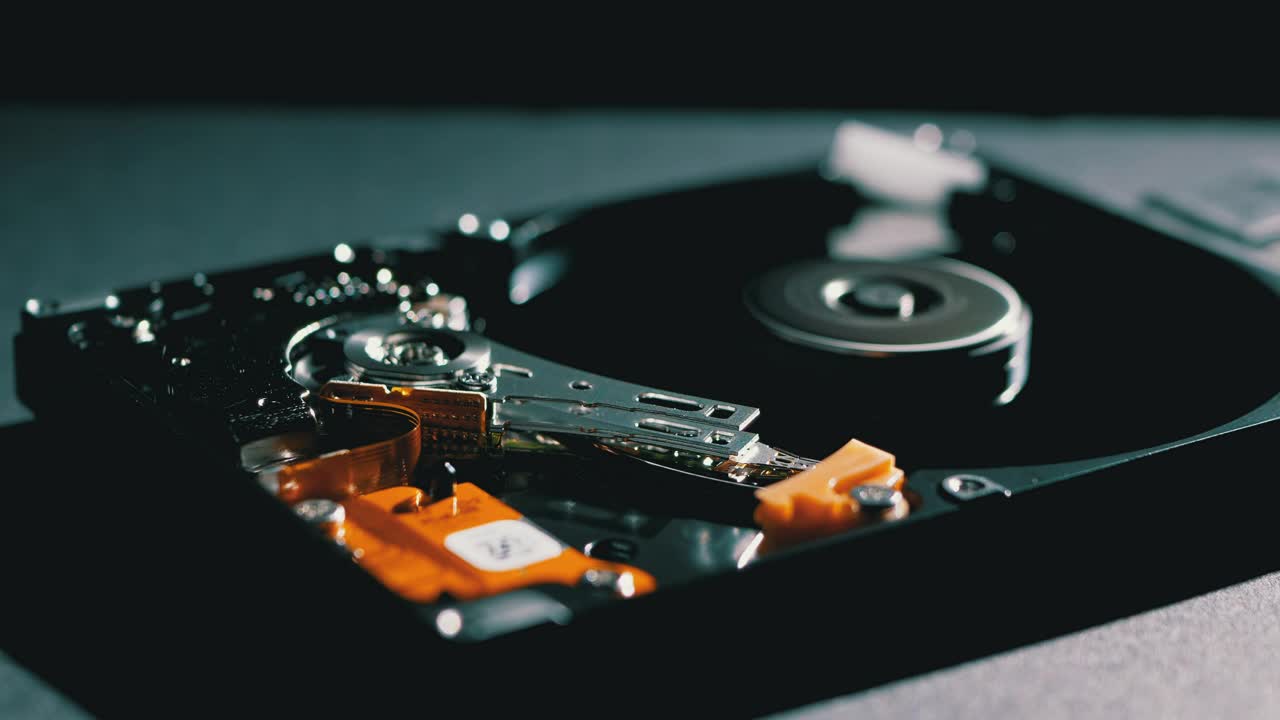 Download Stock Video Hard Disk Drive With A Spinning Platter Animated Wallpaper