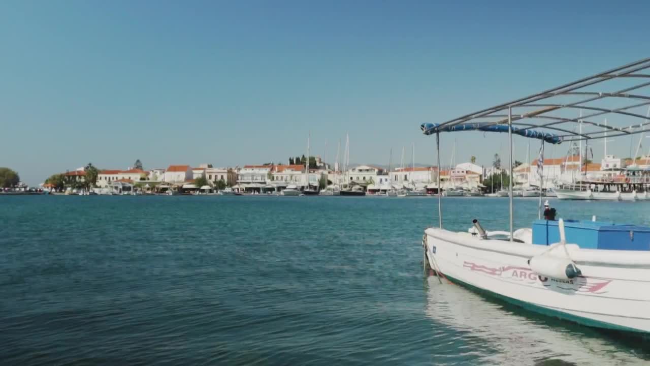 Download Stock Video Harbor Town With Boats On The Calm Sea Animated Wallpaper