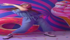 Download Stock Video Happy Woman Dancing Happily In A Colorful Spot Animated Wallpaper