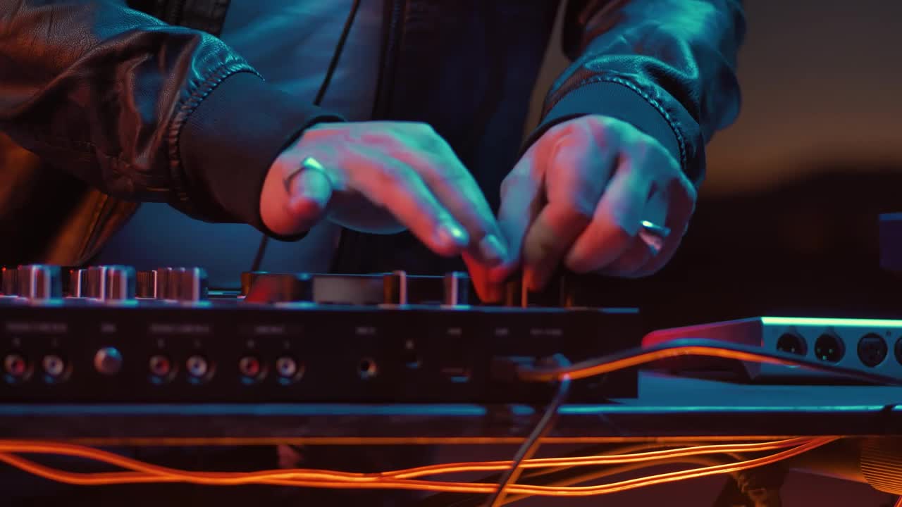 Download Stock Video Hands Of A Dj Turning Knobs On A Turntable Animated Wallpaper