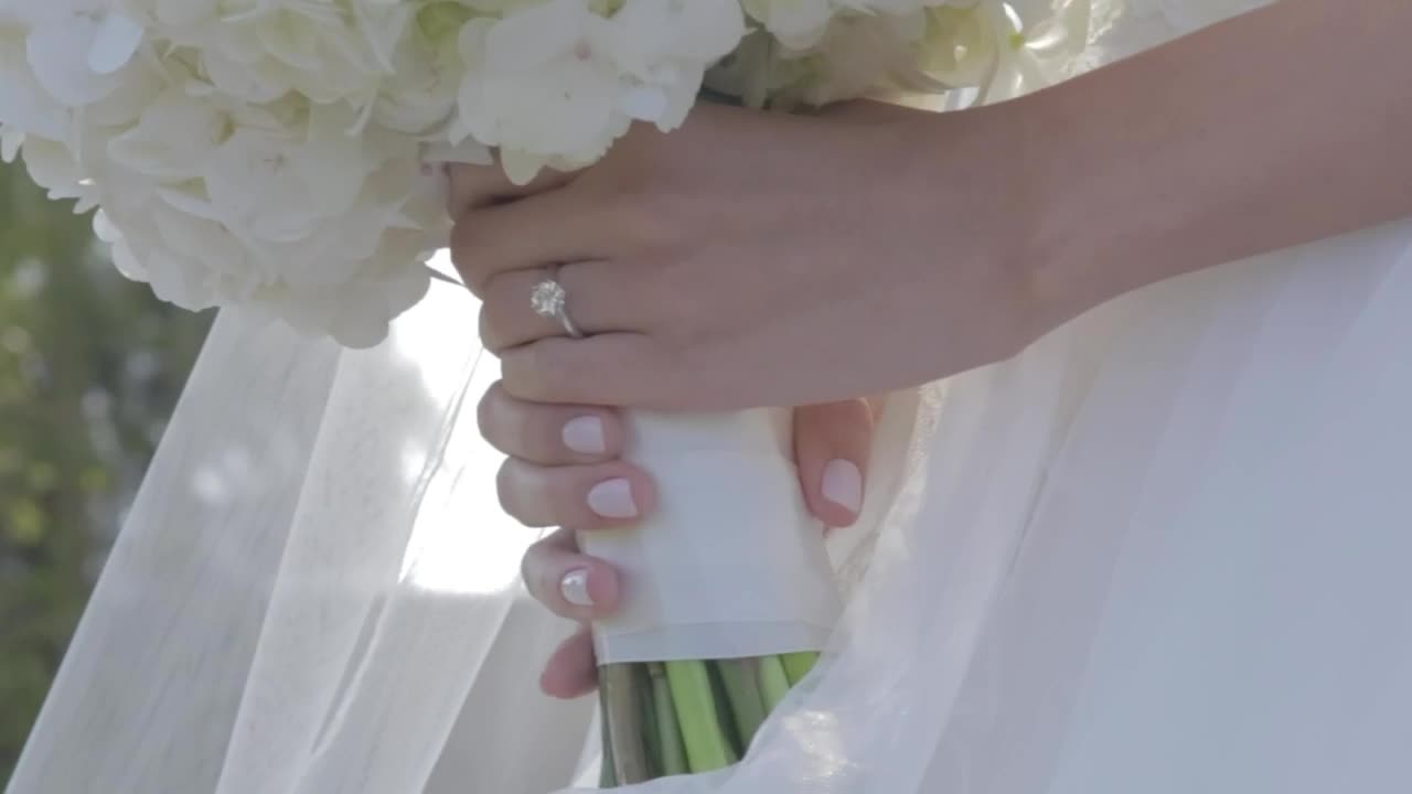 Download Stock Video Hands Of A Bride With The Ring And Her Bouquet Animated Wallpaper