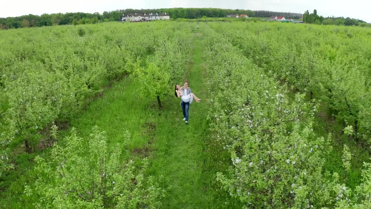 Download Stock Video Man Carrying His Bride Through A Field Animated Wallpaper