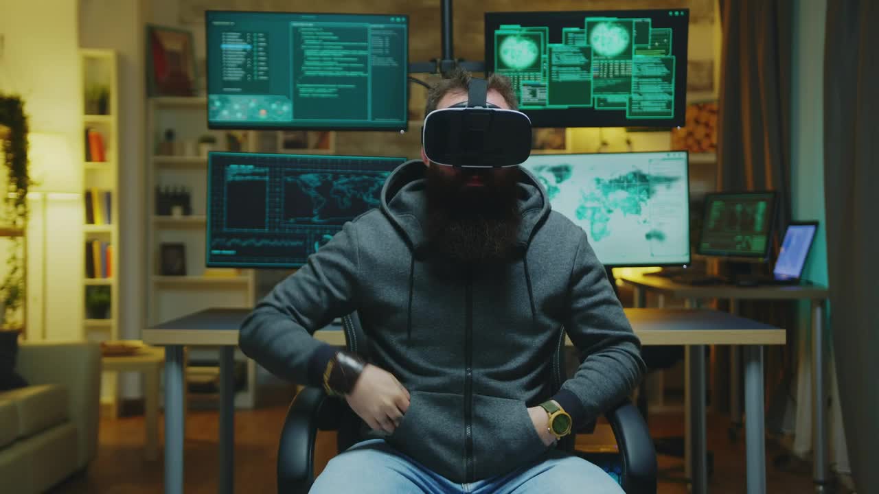 Download Stock Video Man Browsing Holographic Vr Screens With Gestures Animated Wallpaper